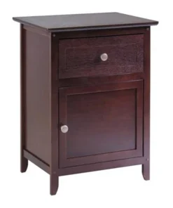 Winsome 94215 Night Stand- Accent Table with Drawer and cabinet for storage- Antique Walnut