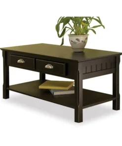 Winsome 20238 Black Beechwood COFFEE TABLE TWO DRAWERS ONE BOTTOM SHELF