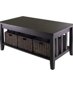 Winsome Trading 92441 Morris Coffee Table with 3 Foldable Baskets