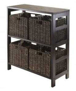 Winsome Trading 92361 Granville 5pc Storage Shelf with 4 Foldable Baskets Espresso