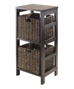 Winsome Trading 92826 Granville 3pc Storage Shelf with 2 Foldable Baskets Epresso