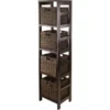 Wall-To-Wall Granville 5pc Storage Tower Shelf with 4 Foldable Baskets Espresso