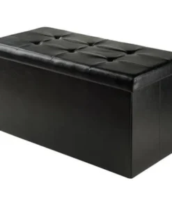 Winsome Trading 20627 15 x 29.9 x 32.1 in. Ashford Ottoman with Storage Faux Leather; Black