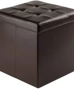 Doba-Bnt 15 x 15 x 15.75 in. Ashford Ottoman with Storage Faux Leather; Espresso