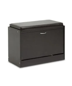 Baxton Studio WI5375 Espresso Shoe-Rack Bench - 18 x 24.25 x 12 in.
