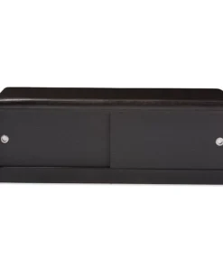 Baxton Studio FP-6790-Espresso Clevedon Modern & Contemporary Dark Brown Wood Entryway Storage Cushioned Bench Shoe Rack Cabinet Organizer - 17.16 x 46.8 x 15.6 in.