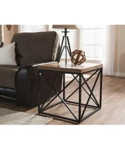 Baxton Studio YLX-2692-ET Holden Vintage Industrial Antique Bronze End Table - 24 x 24 x 24 in.
