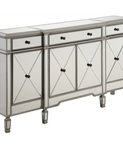 Elegant Decor Silver / Clear 60in. Wide 4 Door Chest from the Danville Collection