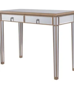 Elegant Decor Console Table 42 X 18" X 31" Gold Finish With Clear Mirror"