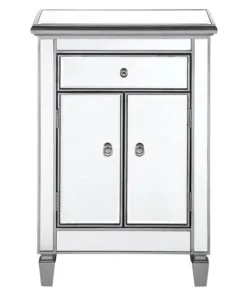 Elegant Decor 1 Drawer 2 Door Cabinet 24 In. X 12 In. X 36 In. In Silver Paint