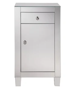 Elegant Decor 1 Drawer 1 Door Cabinet 18 In. X 12 In. X 32 In. In Clear Mirror
