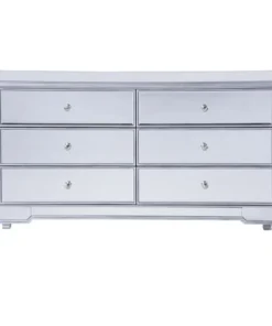 Elegant Decor 6 Drawers Cabinet 60 In. X 20 In. X 34 In. In Silver Paint