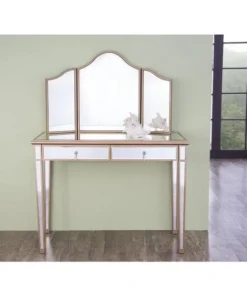 Elegant Decor Vanity Table 42 In. X 18 In. X 31 In. And Mirror 39 In. X 24 In.