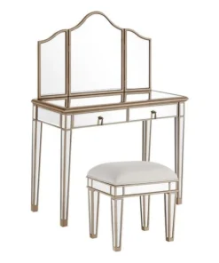 Elegant Decor Vanity Table 42 " X 18 " X 31 " And Mirror 39 " X 24 " And Chair.