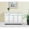 Elegant Decor Buffet Cabinet 3 Drawers 4 Doors In Antique Silver Paint