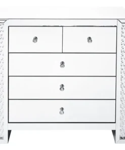 Elegant Decor 39.5 Inch Crystal Five Drawers Cabinet In Clear Mirror Finish