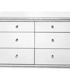 Elegant Decor 47 Inch Crystal Six Drawers Cabinet In Clear Mirror Finish