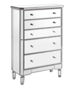 Elegant Decor 5 Drawer Cabinet 33 In. X 16 In. X 49 In. In Silver Paint