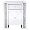 Elegant Decor 21.5 In Silver Crystal Mirrored One Drawer Cabinet