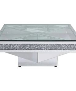 Elegant Decor 39 In. Crystal Mirrored Coffee Table