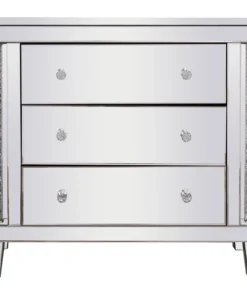Elegant Decor 35.5 Inch Crystal Cabinet Silver Royal Cut Crystal