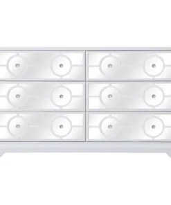 Elegant Decor 60 In. Mirrored Six Drawer Cabinet In White