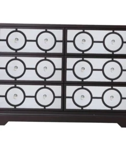 Elegant Decor 48 In. Mirrored Six Drawer Cabinet In Dark Walnut