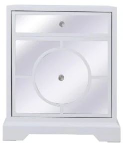 Elegant Decor 24 In. Mirrored Cabinet In White