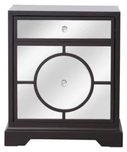 Elegant Decor 24 In. Mirrored Cabinet In Dark Walnut