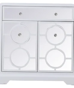 Elegant Decor 32 In. Mirrored Cabinet In White
