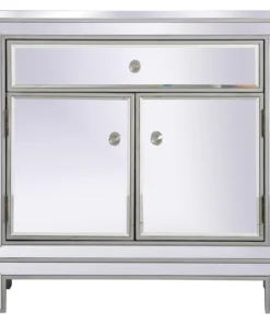 Elegant Decor 29 In. Mirrored Cabinet In Antique Silver