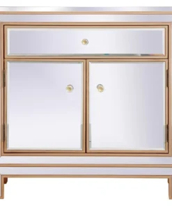 Elegant Decor 29 In. Mirrored Cabinet In Antique Gold