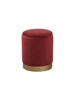 Elegant Decor Ozman Round 14 Inch Ottoman In Red