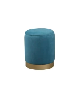 Elegant Decor Ozman Round 14 Inch Ottoman In Blue