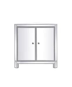 Elegant Decor 31 Inch Mirrored Corner Cabinet In Silver