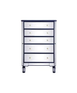 Elegant Decor 33 Inch Mirrored 5 Drawer Chest In Blue