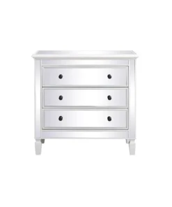 Elegant Decor 33 Inch Mirrored 3 Drawer Chest In Antique White