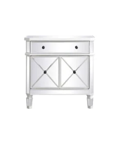 Elegant Decor 32 Inch Mirrored Cabinet In Antique White