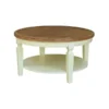 International Concepts Vista Solid Wood Round Coffee Table with Shelf - Hickory/Shell
