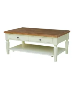 International Concepts Vista Solid Wood Coffee Table with Shelf - Hickory/Shell