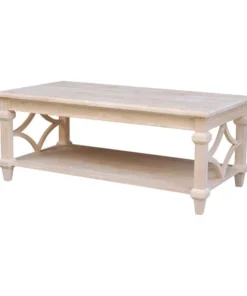 International Concepts Josephine Solid Wood Coffee Table with Shelf - Unfinished