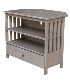 International Concepts Mission Corner TV Stand, Washed Gray Taupe