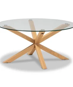 Baxton Studio Lida Glass and Wood Finished Coffee Table