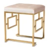 Baxton Studio Cecile Beige Velvet Upholstered Gold Finished Metal Ottoman
