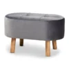 Baxton Studio Simone Mid-Century Grey Velvet Upholstered Wood Ottoman