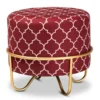 Baxton Studio Candice Red Velvet Upholstered Gold Finished Metal Ottoman