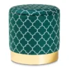 Baxton Studio Serra Green Velvet Upholstered Gold Finished Metal Storage Ottoman