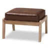 Baxton Studio Sigrid Dark Brown Upholstered Antique Oak Finished Wood Ottoman