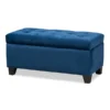 Baxton Studio Michaela Navy Blue Velvet Upholstered Storage Ottoman