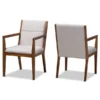 Baxton Studio Theresa Beige Upholstered and Walnut Wood 2-PC Living Room Chair Set